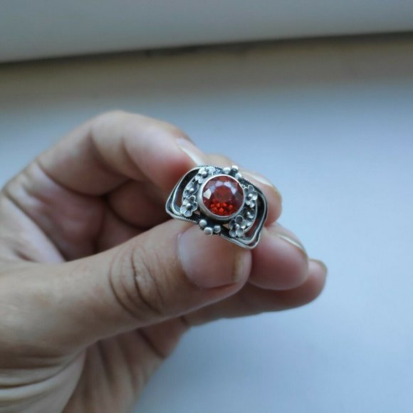 USSR SILVER 875 RING WITH ORANGE SPESSARTINE - Picture 2 of 11